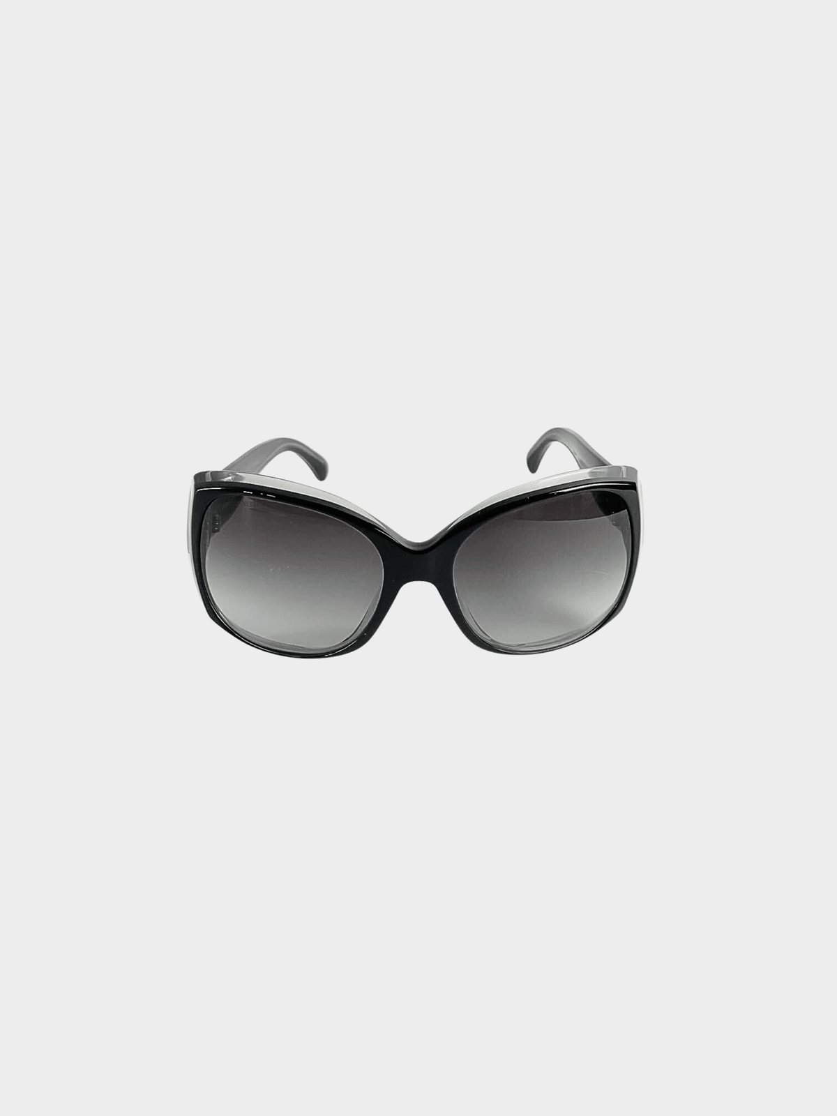 Chanel 2000s Black Frame Gradient Tint CC Logo Sunglasses