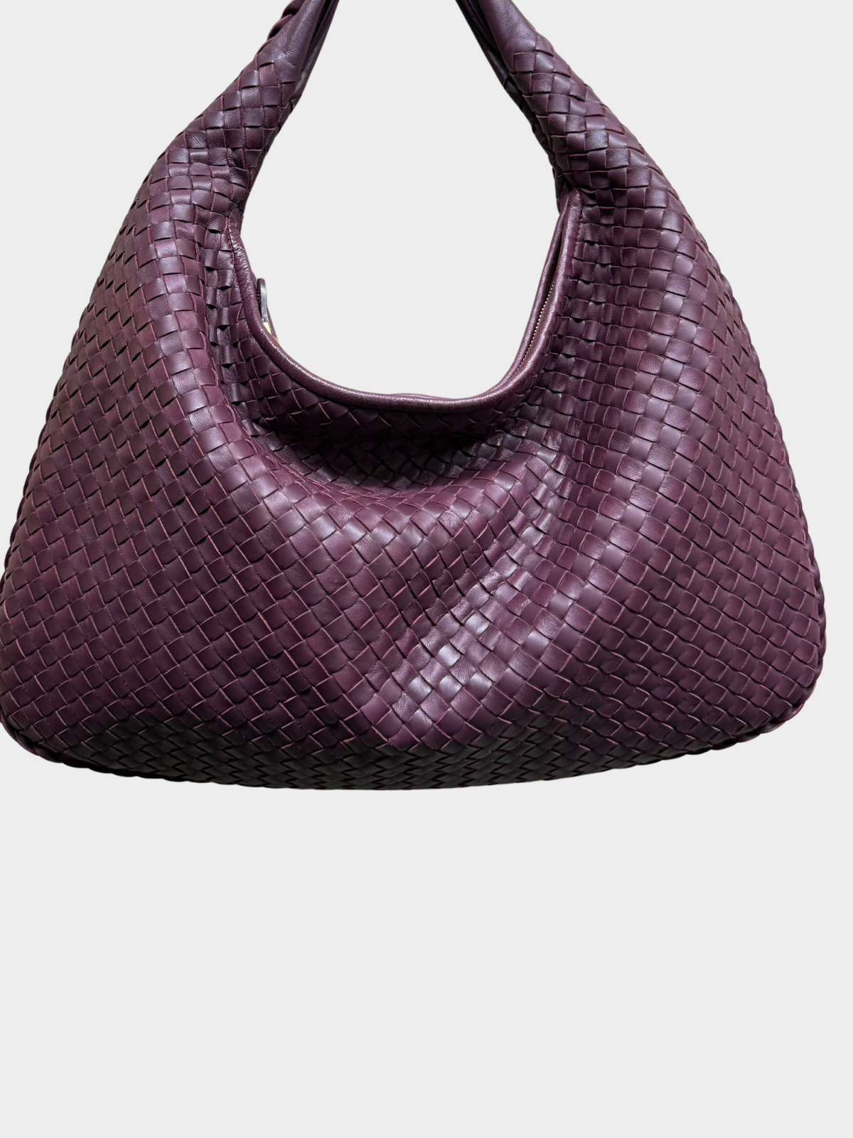 Bottega Veneta 2000s Prune Intrecciato Nappa Leather Medium Veneta Hobo Bag