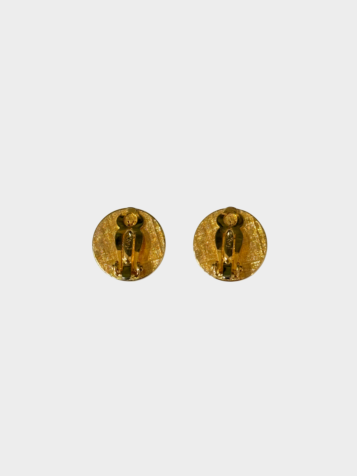 Yves Saint Laurent 1990s Gold Engraved Button Clip-On Earrings