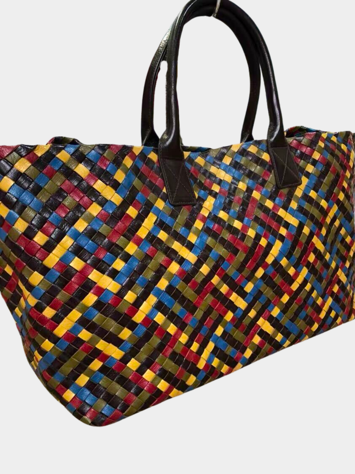 Bottega Veneta 2010s Multicolor Intrecciato Leather Large Tote Bag