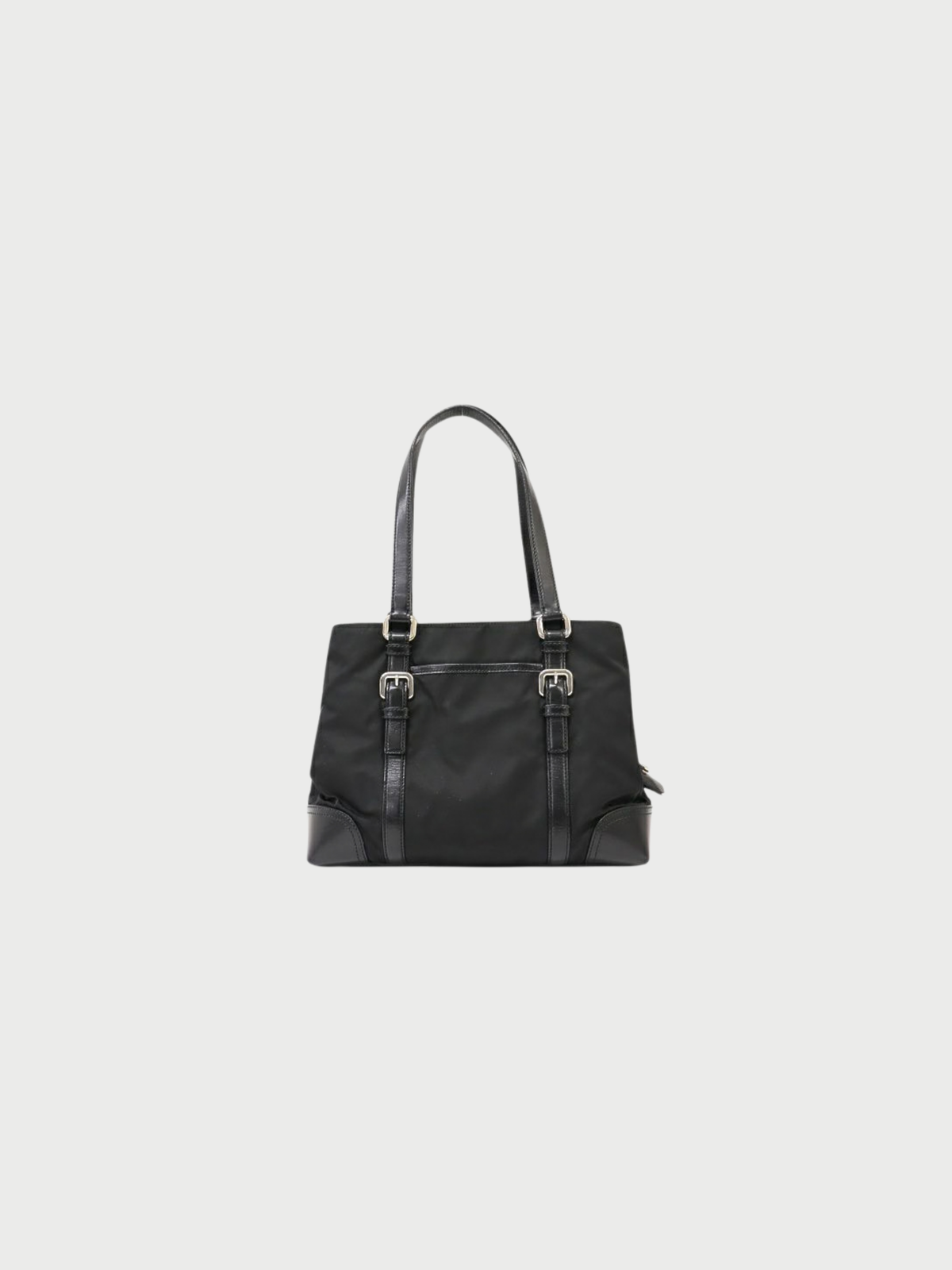 Prada 2000s Black Nylon Leather Triangle Logo Handbag