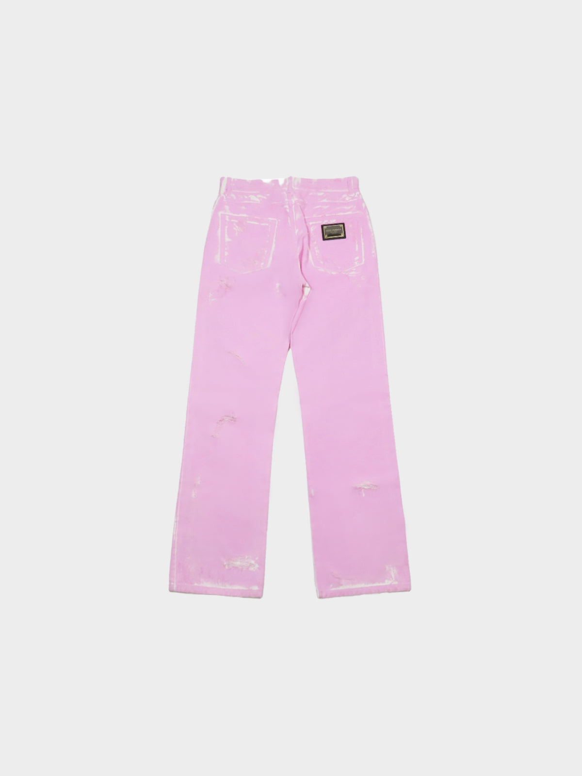 Dolce and Gabbana 2010s Pink Dyed Denim Distressed Pants