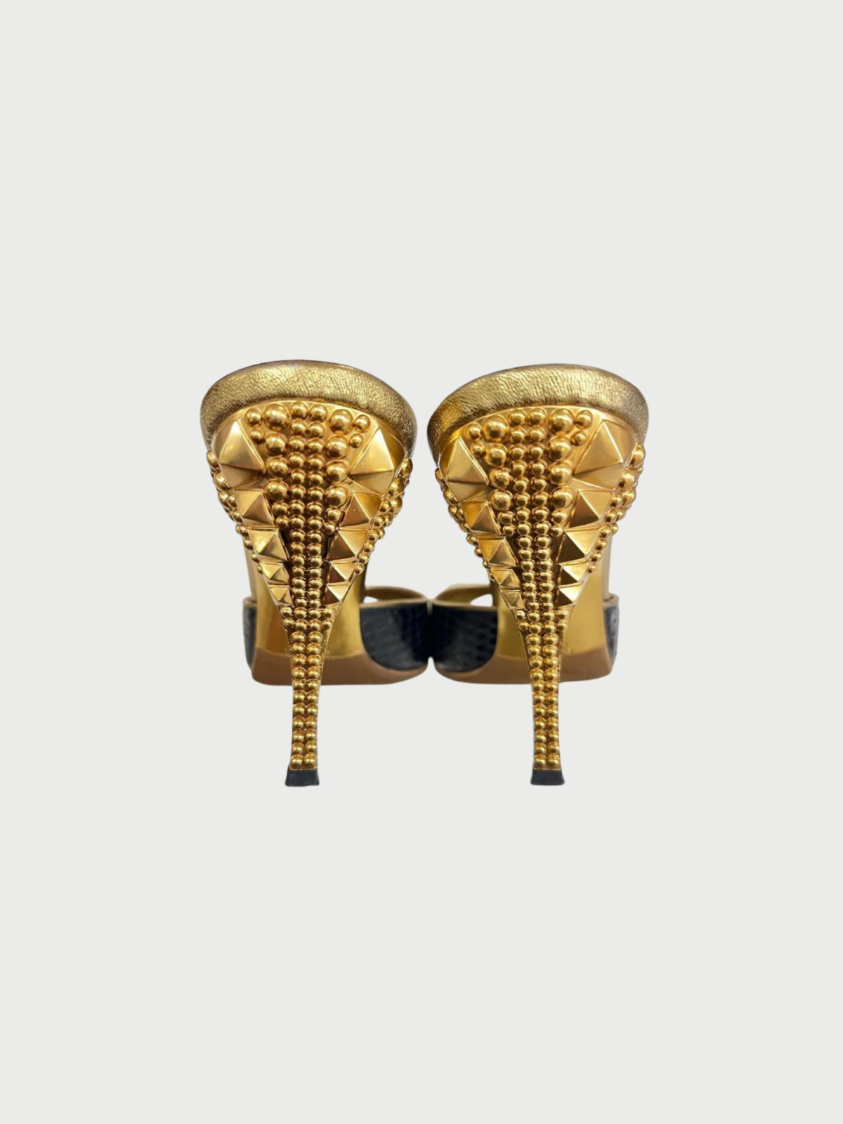Gucci SS 2004 Black Gold Python Leather Mules
