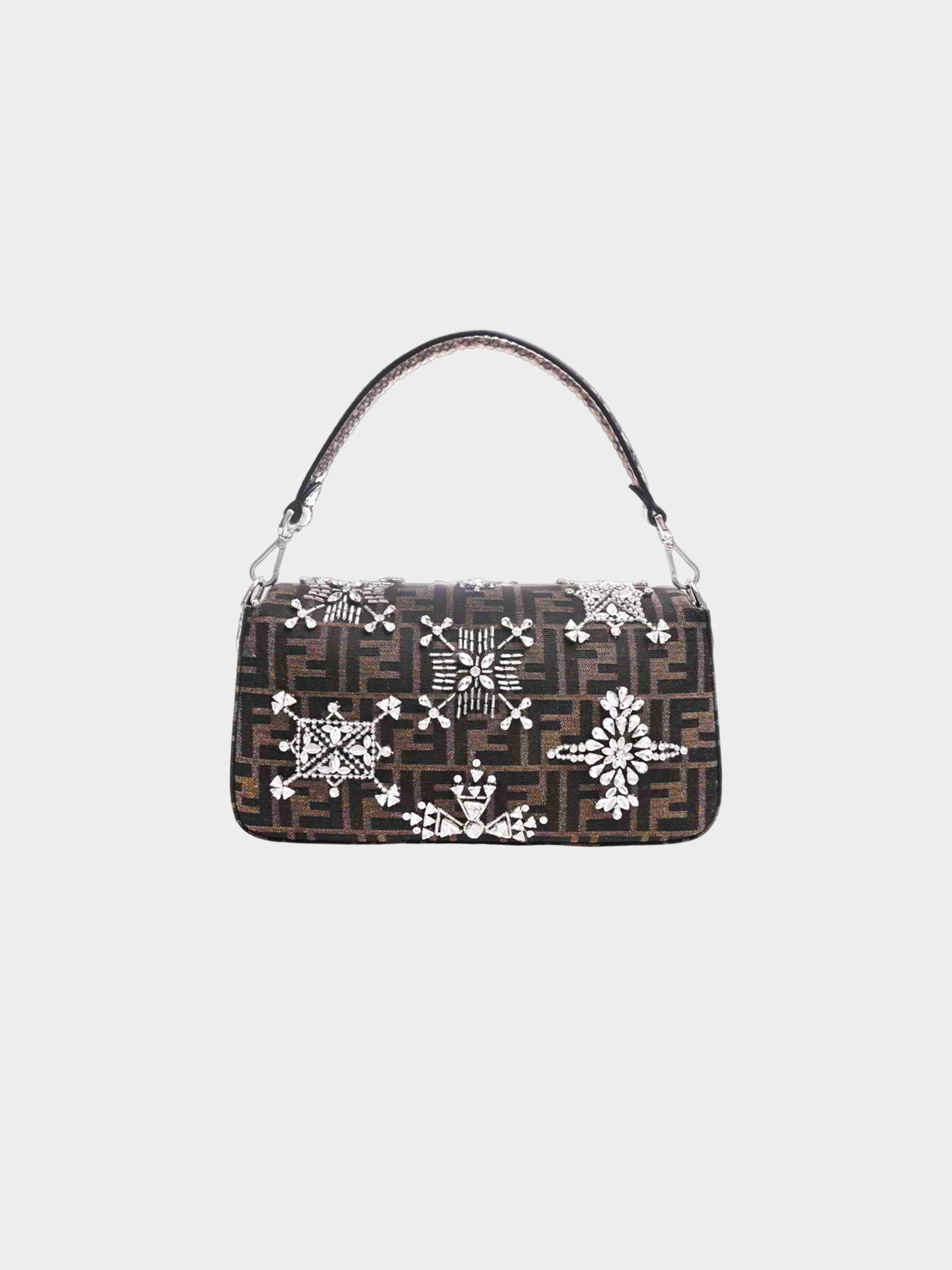 Fendi 2022 Re-Edition Zucca Crystal Beaded Baguette
