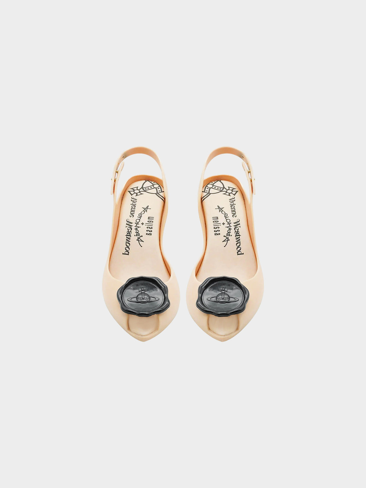 Vivienne Westwood x Melissa Early 2010s Anglomania Beige Silicone Peep-toe Sling-back Heels