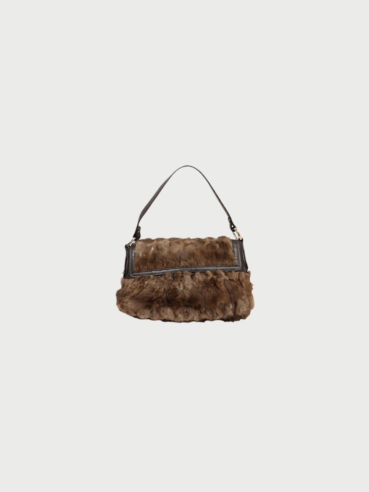 Fendi 2000s Brown Fur Leather One-Shoulder Bag