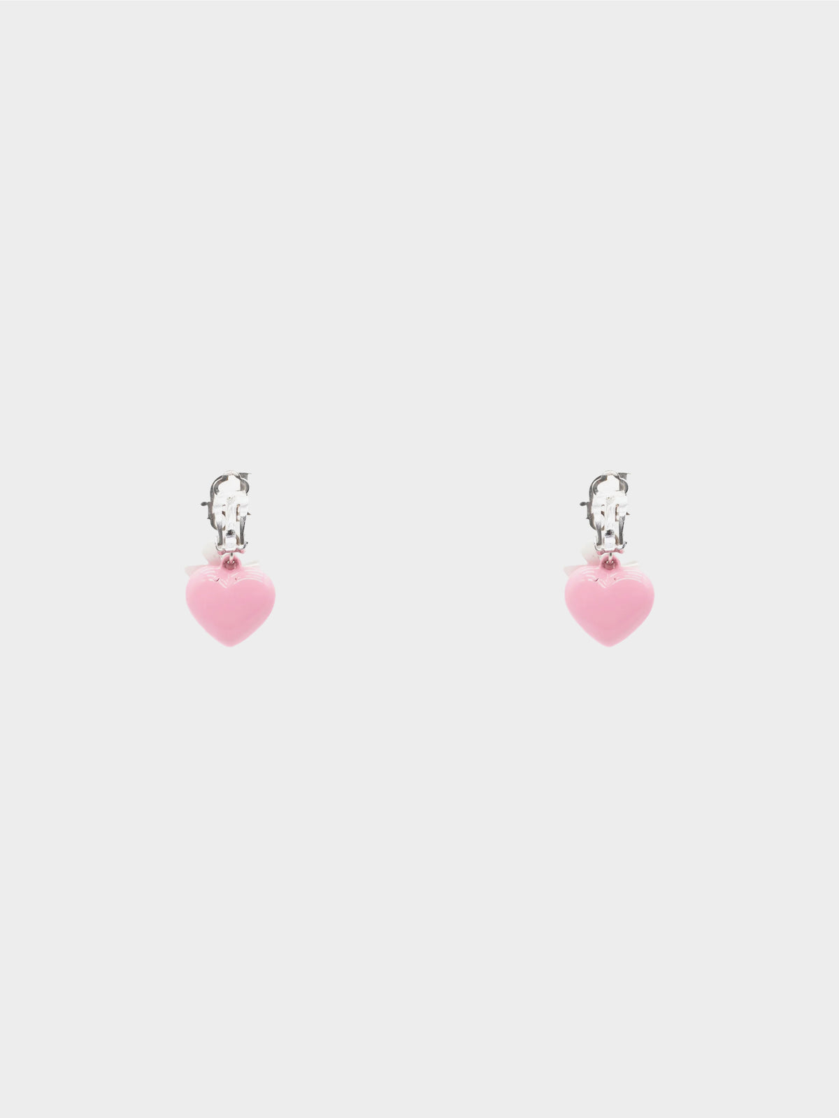 Christian Dior by John Galliano 2002 Oblique Heart and Ribbon Clip-On Drop Earrings
