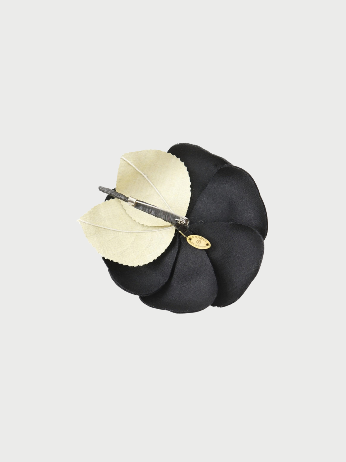Chanel 2010s Black Velor Camellia Brooch