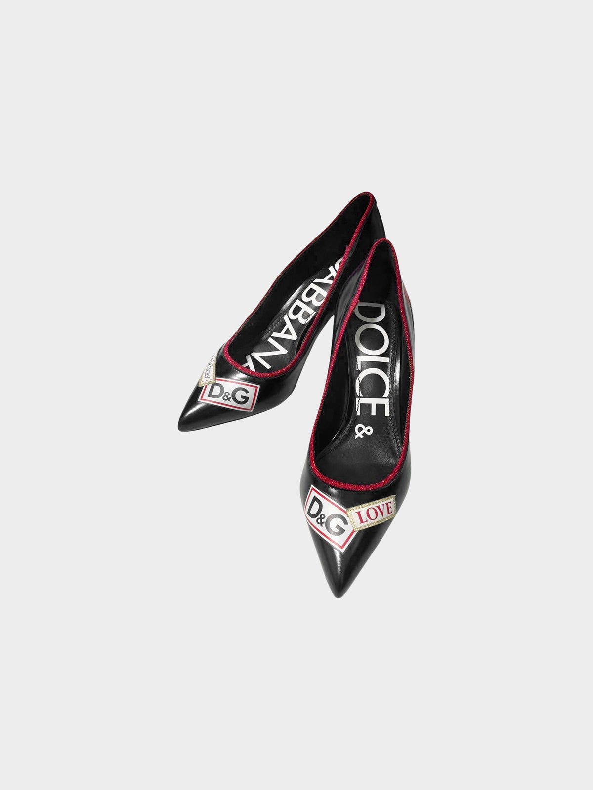 Dolce and Gabbana 2020s Black Leather L'amore e Bellezza Pumps