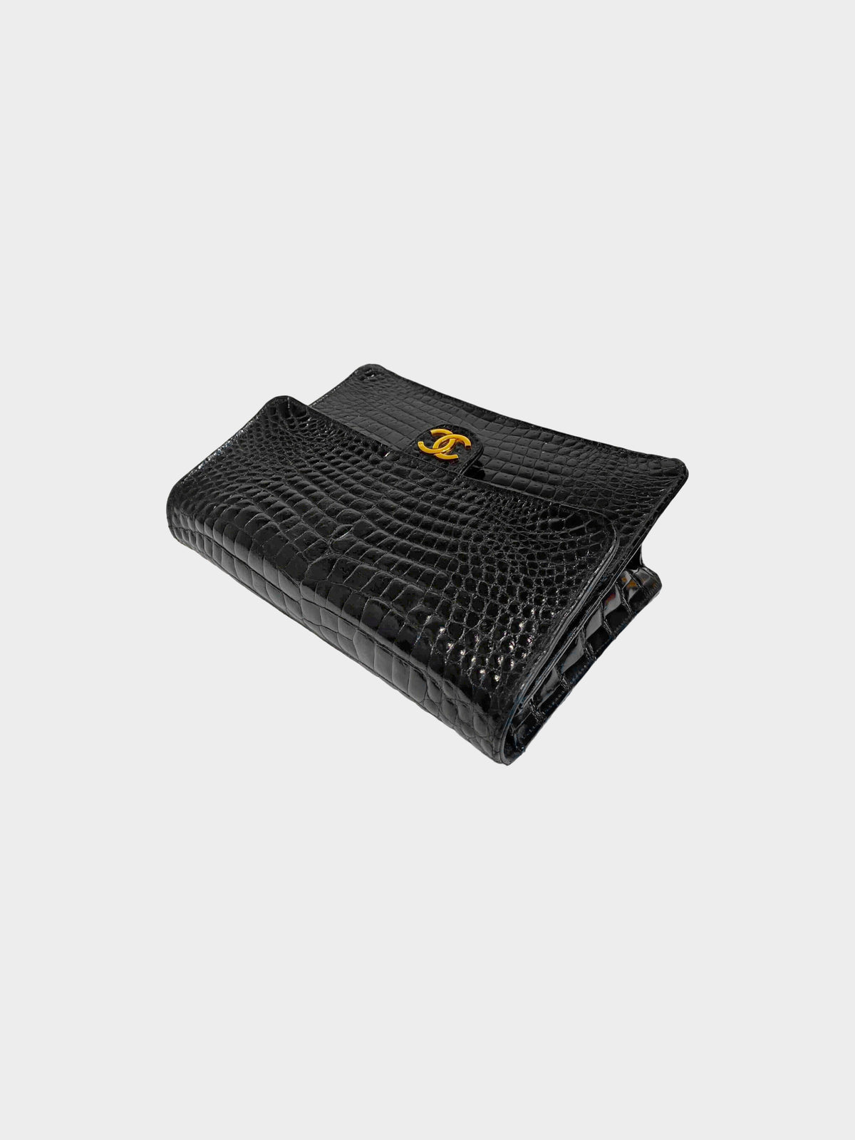 Chanel 1994 Black Exotic Vintage Crocodile Classic Flap Bag