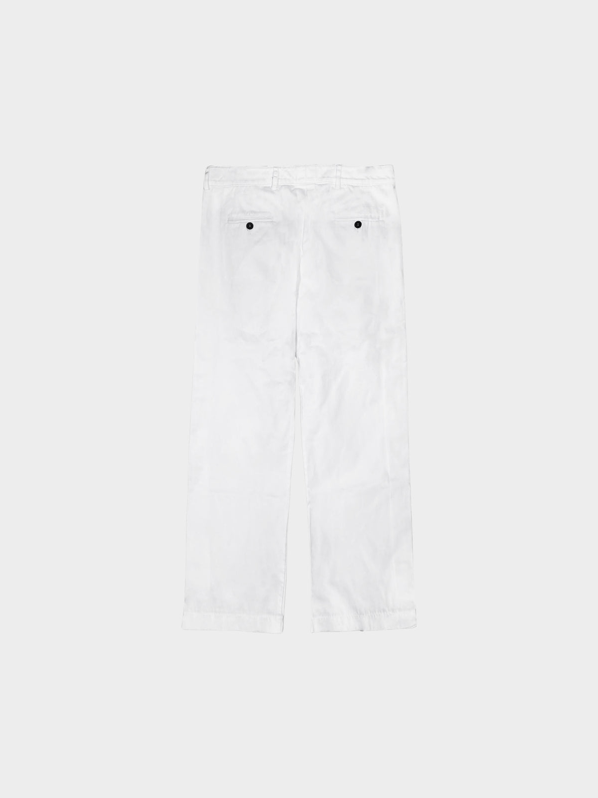 Yves Saint Laurent 1990s White Cotton Gabardine Wide Leg Trousers