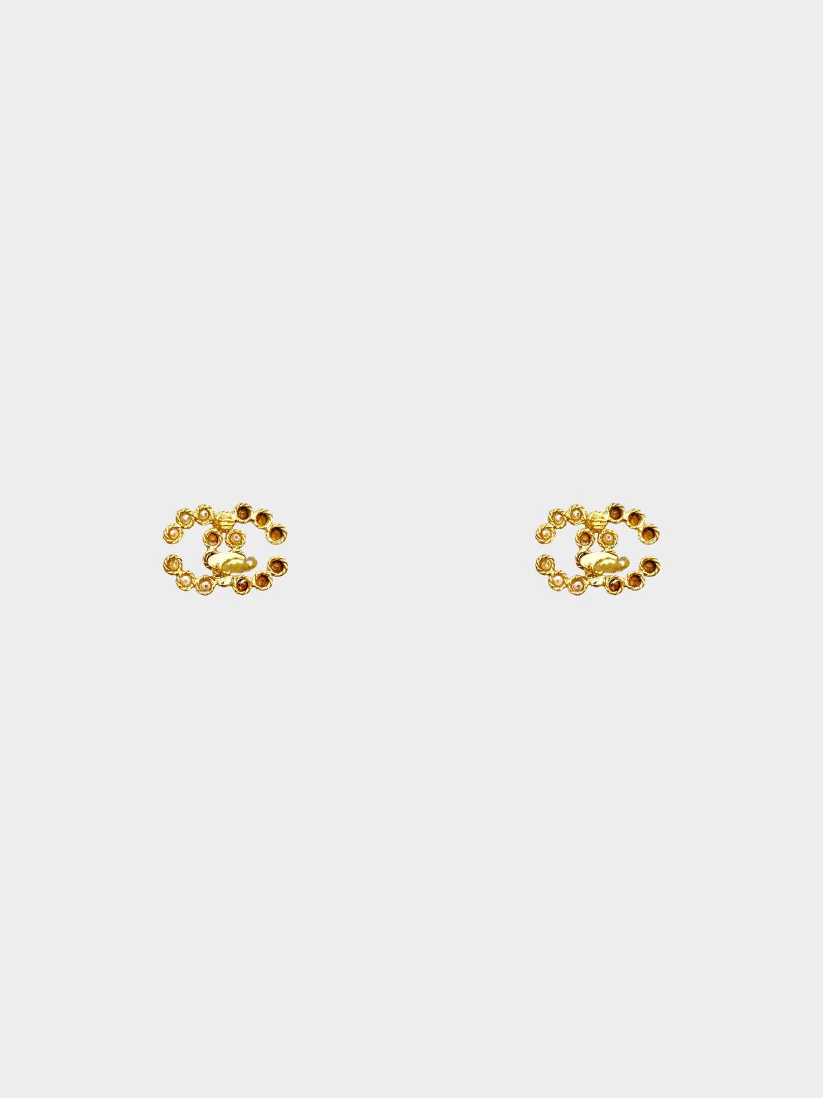 Chanel 1980s Pearl and Crystal CC Logo Clip-on Earrings