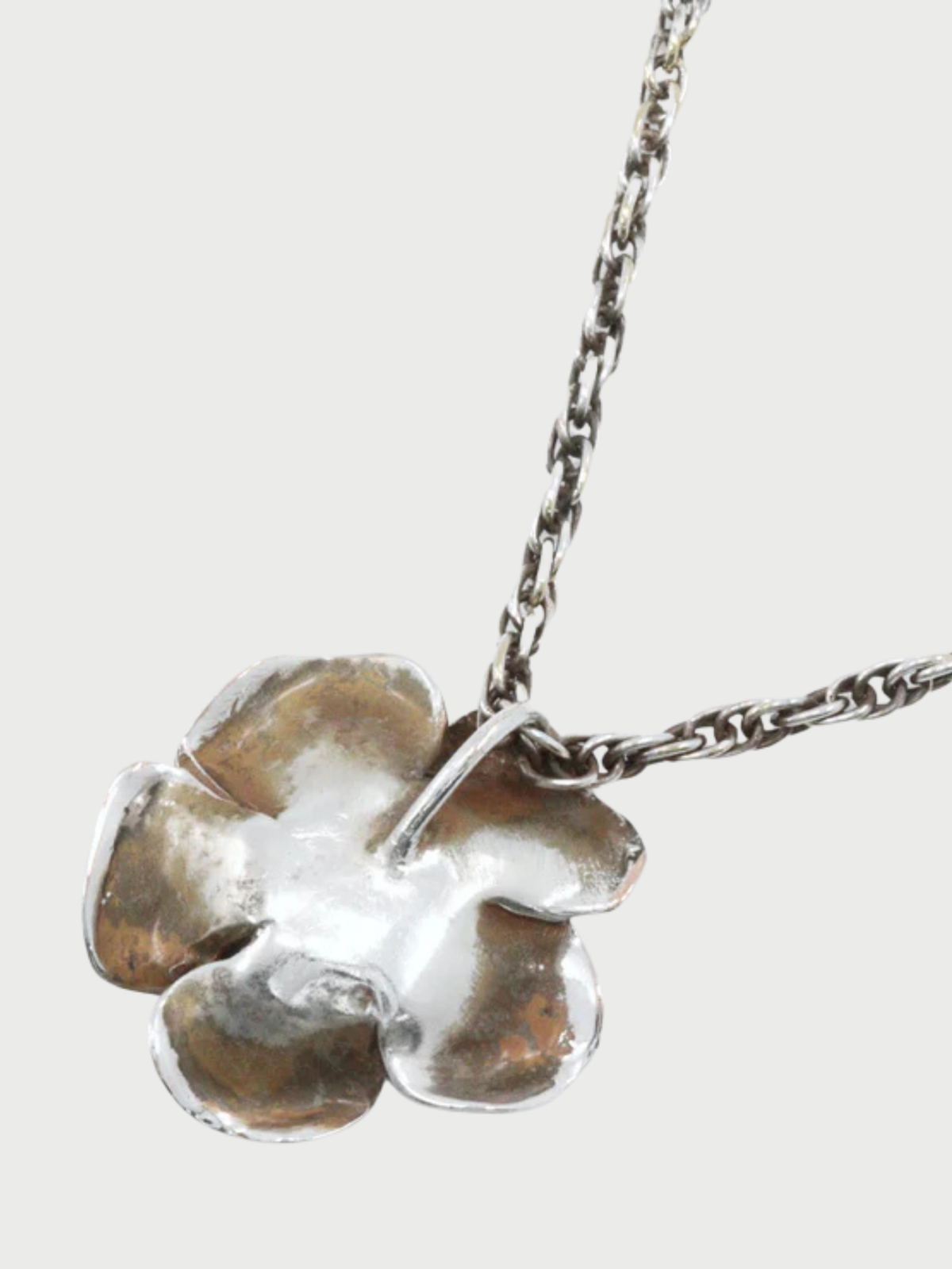 Chanel 1990s Gold Plated Metal Camellia CC Necklace