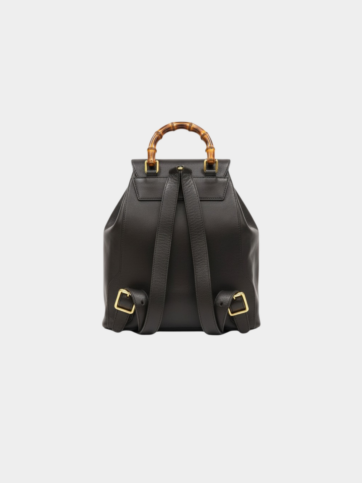 Gucci 1990s Black Bamboo Leather Backpack