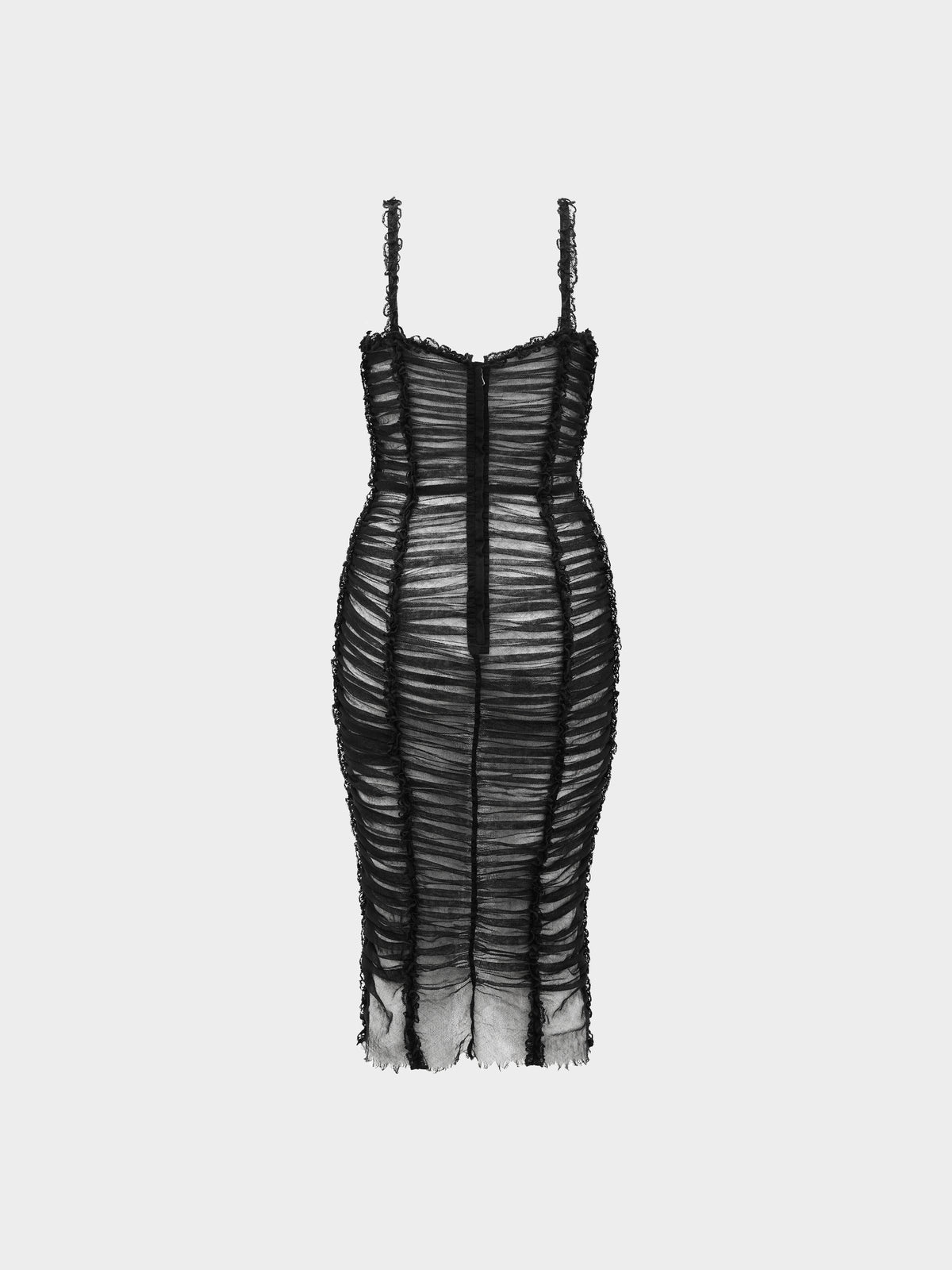 Dolce and Gabbana SS 2001 Black Tulle Ruched Dress