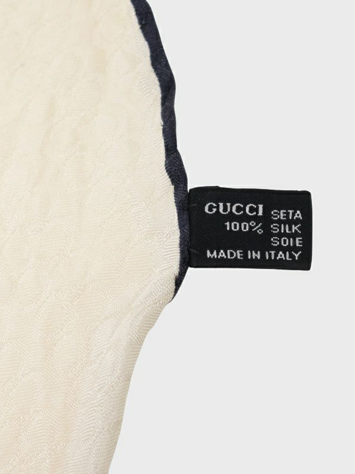Gucci 1990s Ivory Silk Logo Scarf