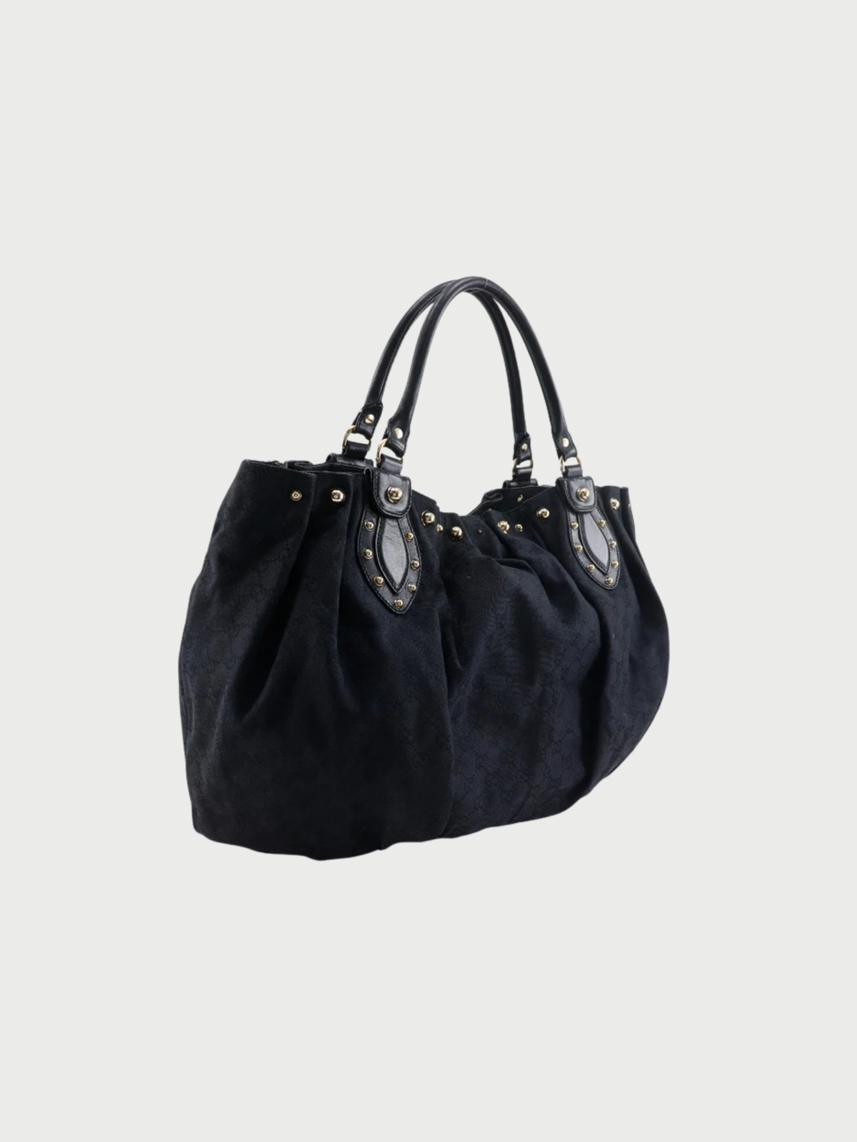 Gucci 2000s Black GG Canvas Studded Tote Bag