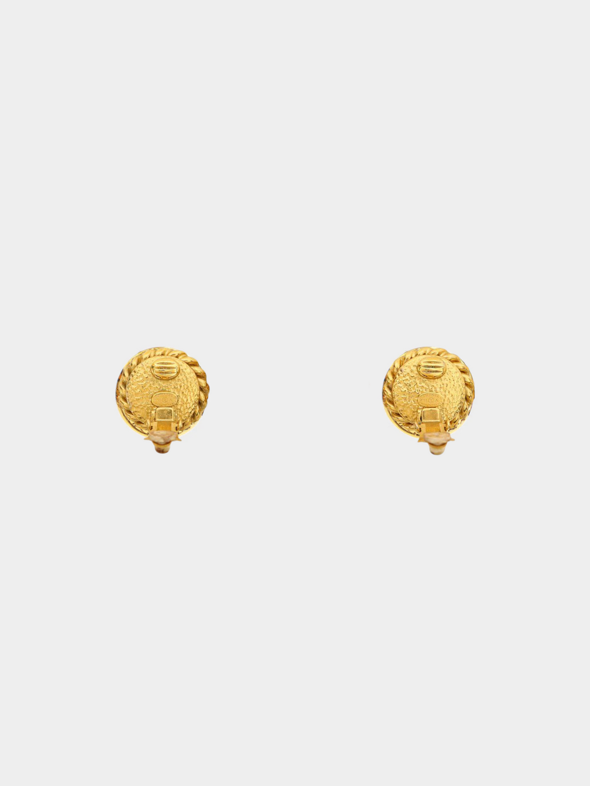 Chanel 1990s Gold Plated Metal and Pearl Round Rope Earrings