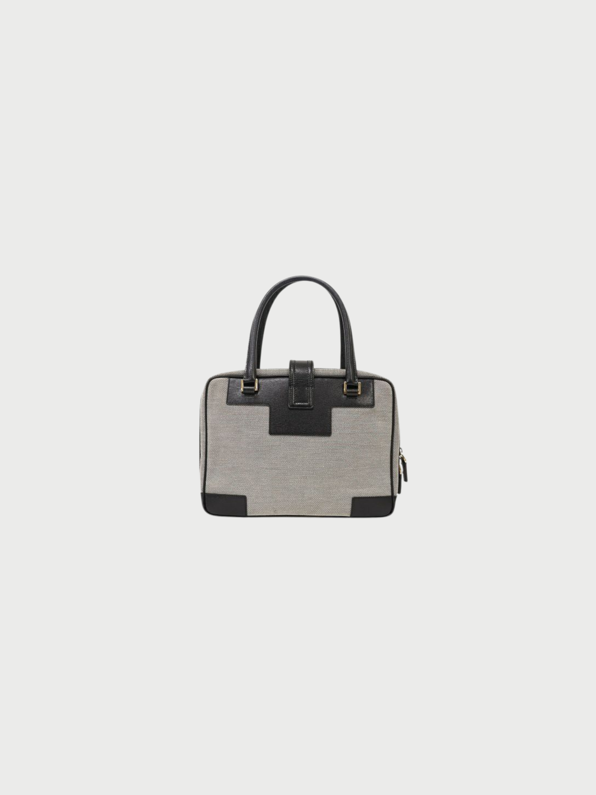 Gucci 2000s Green Black G Hardware Canvas Leather Handbag