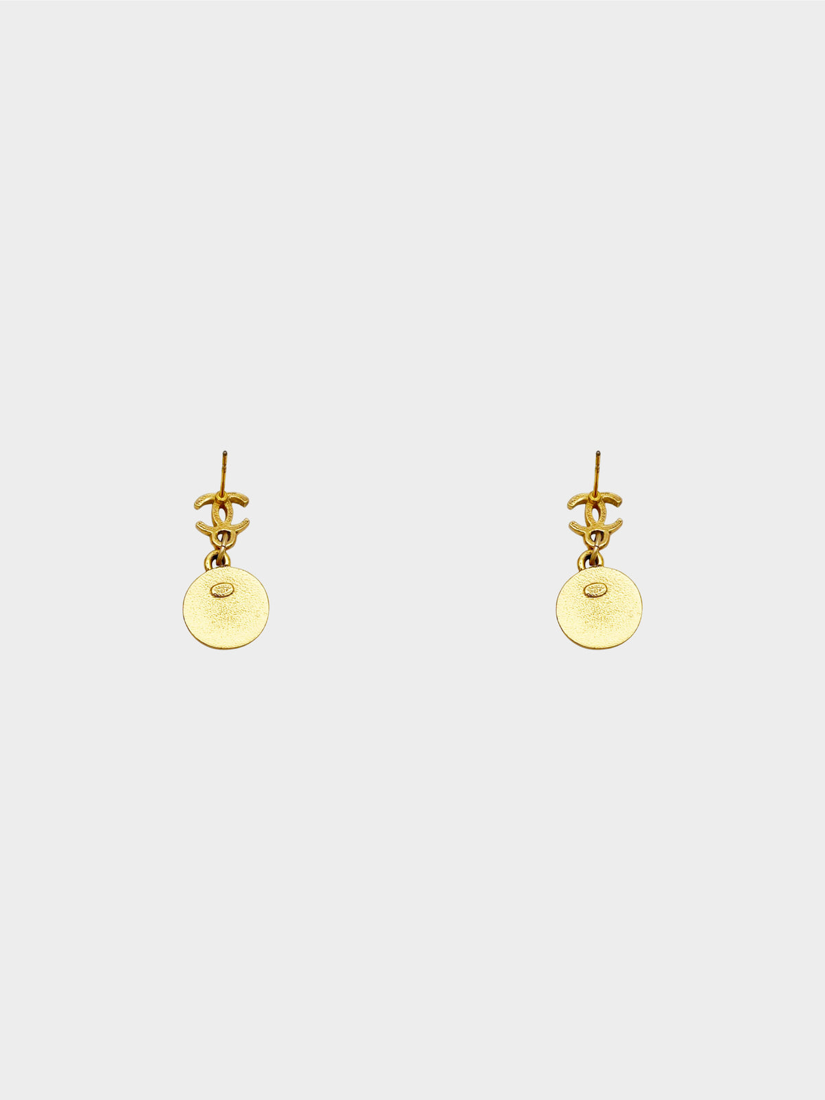 Chanel Spring 2001 Gold and Black CC Logo and Star Swing Earrings