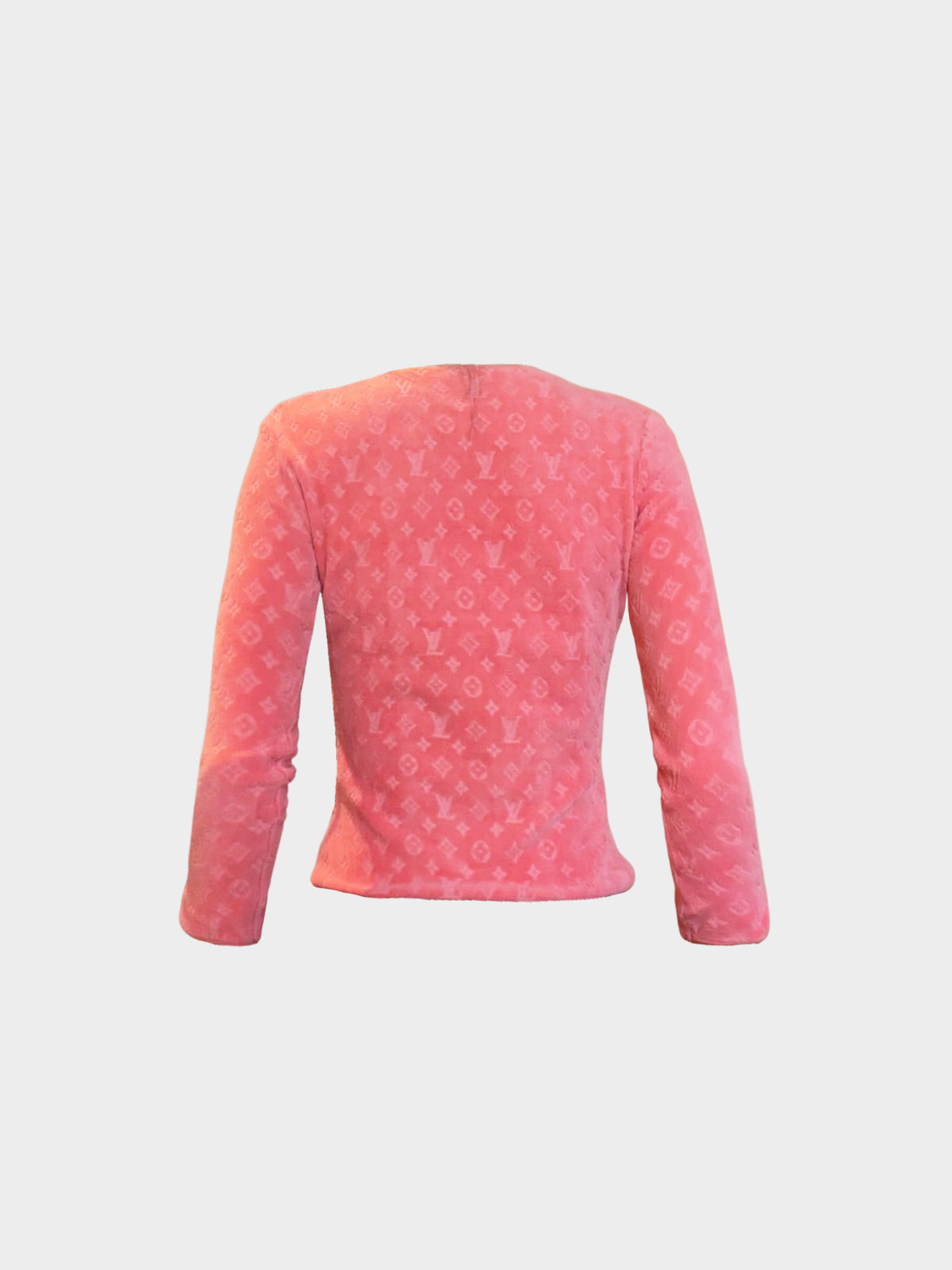 Louis Vuitton 2010s Pink Velour Monogram Zip-up Cardigan Top