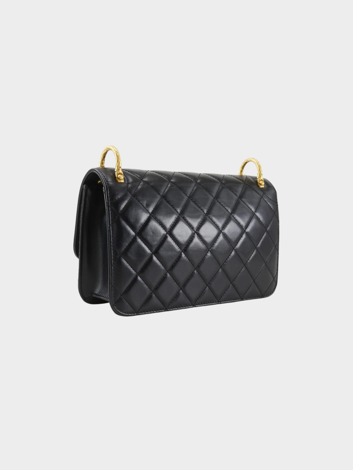 Chanel 2020s Black Lambskin Matelassé Chain Shoulder Bag
