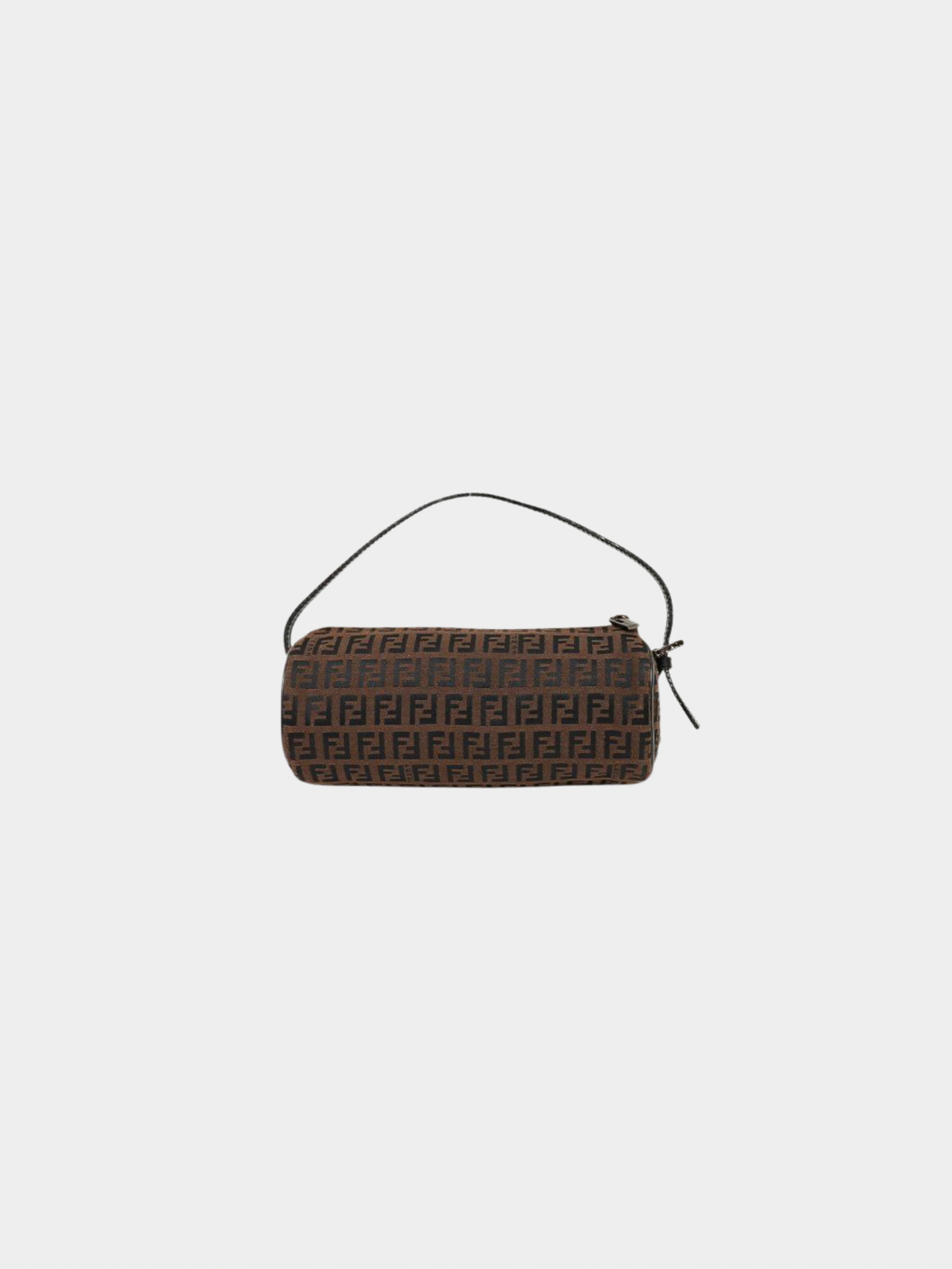 Fendi 2000s Brown Zucchino Canvas Leather Trim One-Shoulder Bag