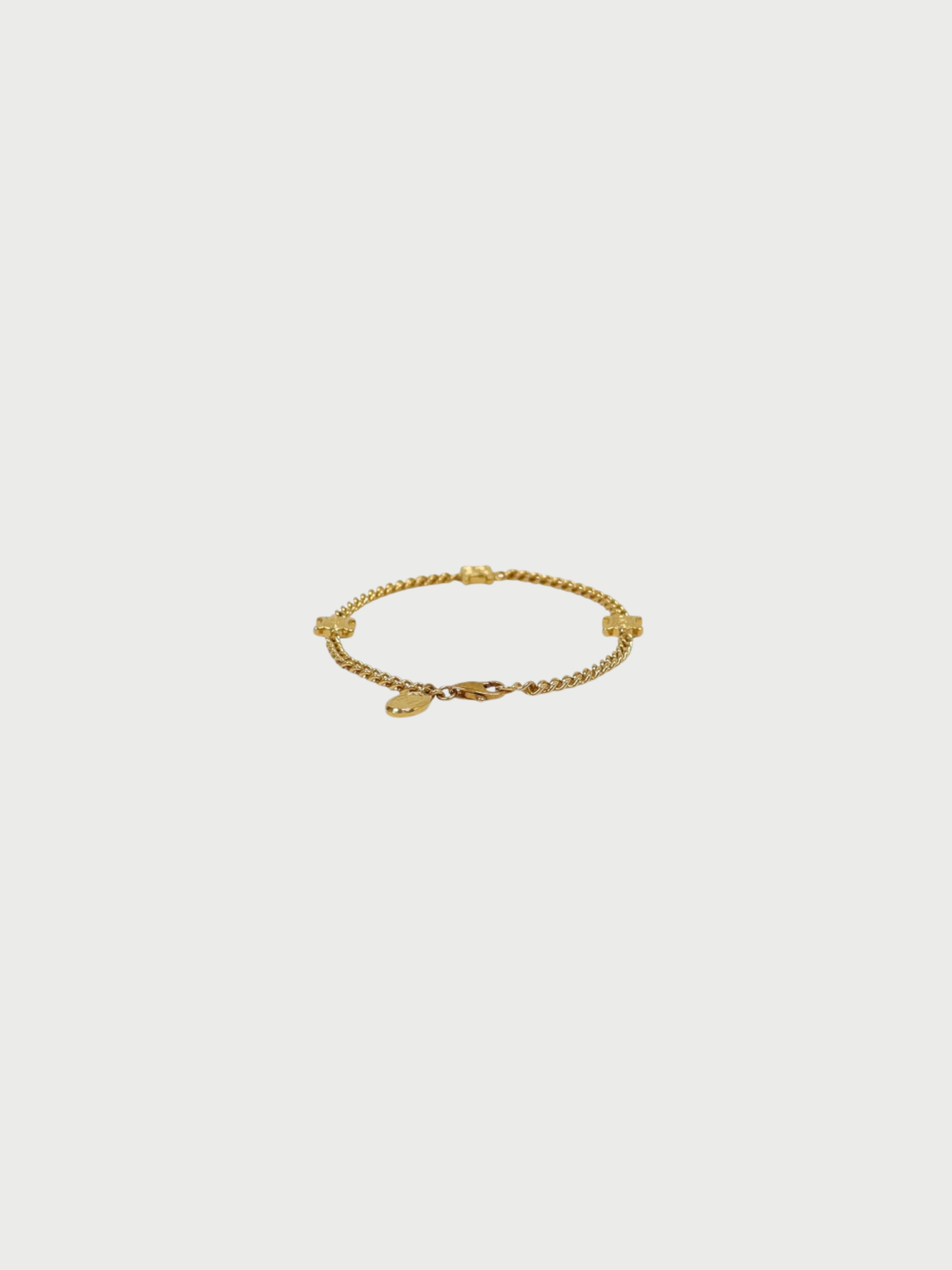 Celine 2010s Gold Plated Metal Triomphe Bracelet