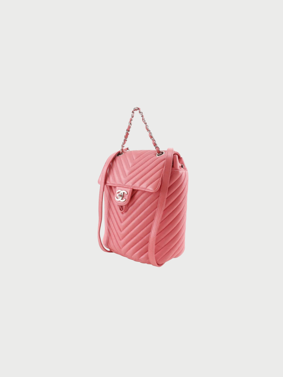 Chanel 2010s Pink Chevron Lambskin Chain Backpack