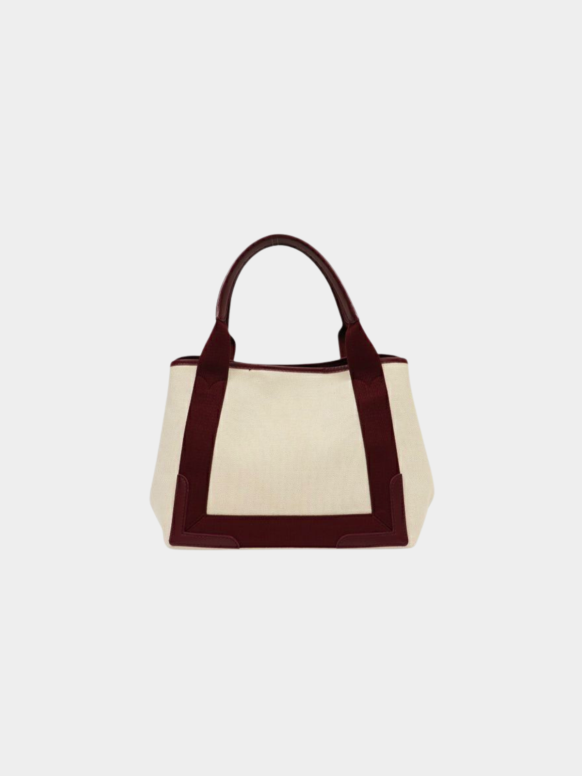 Balenciaga 2010s Ivory Bordeaux Canvas Navy Cabas S Tote