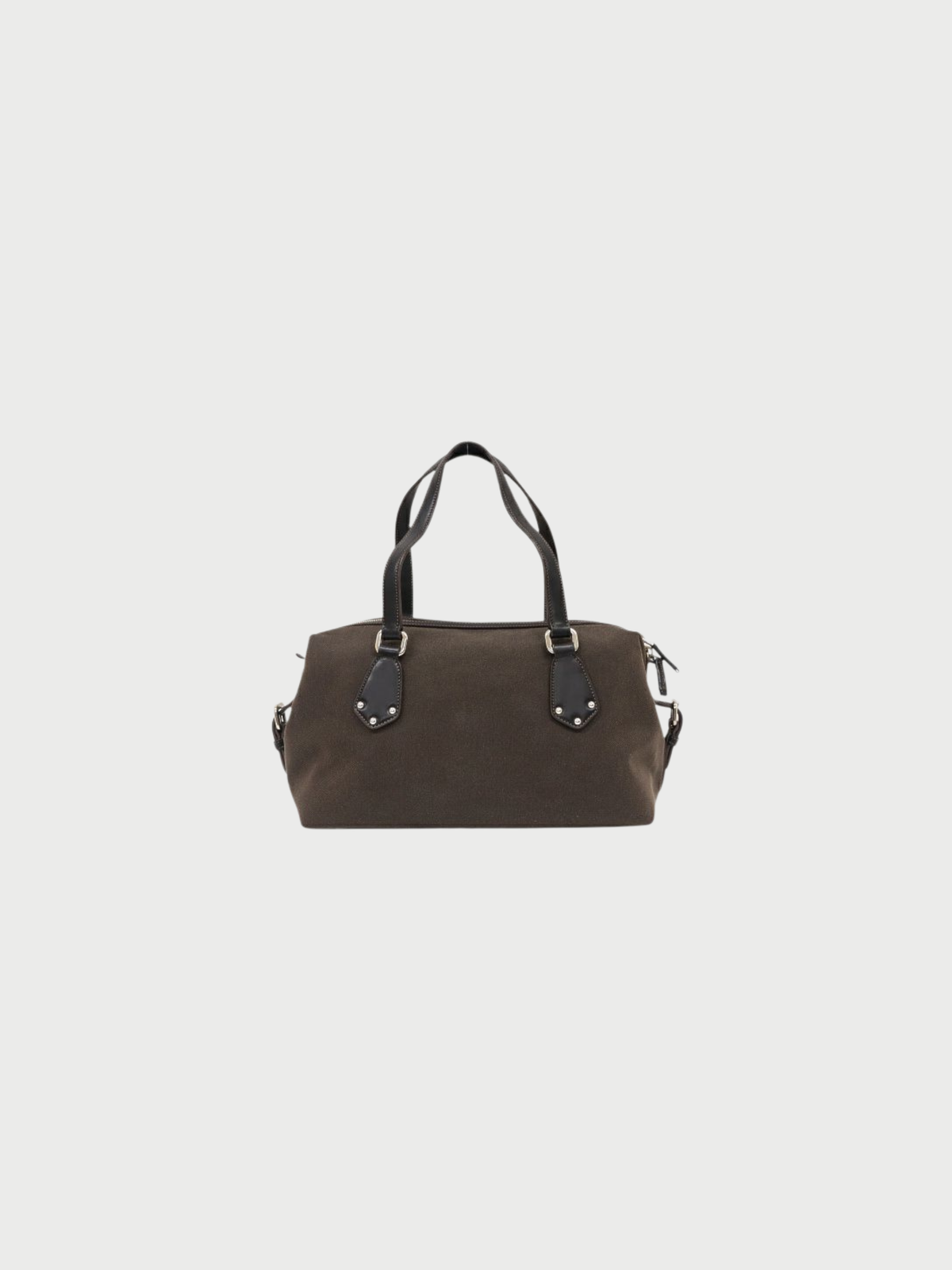 Prada 2000s Brown Logo Jacquard Mini Boston Bag
