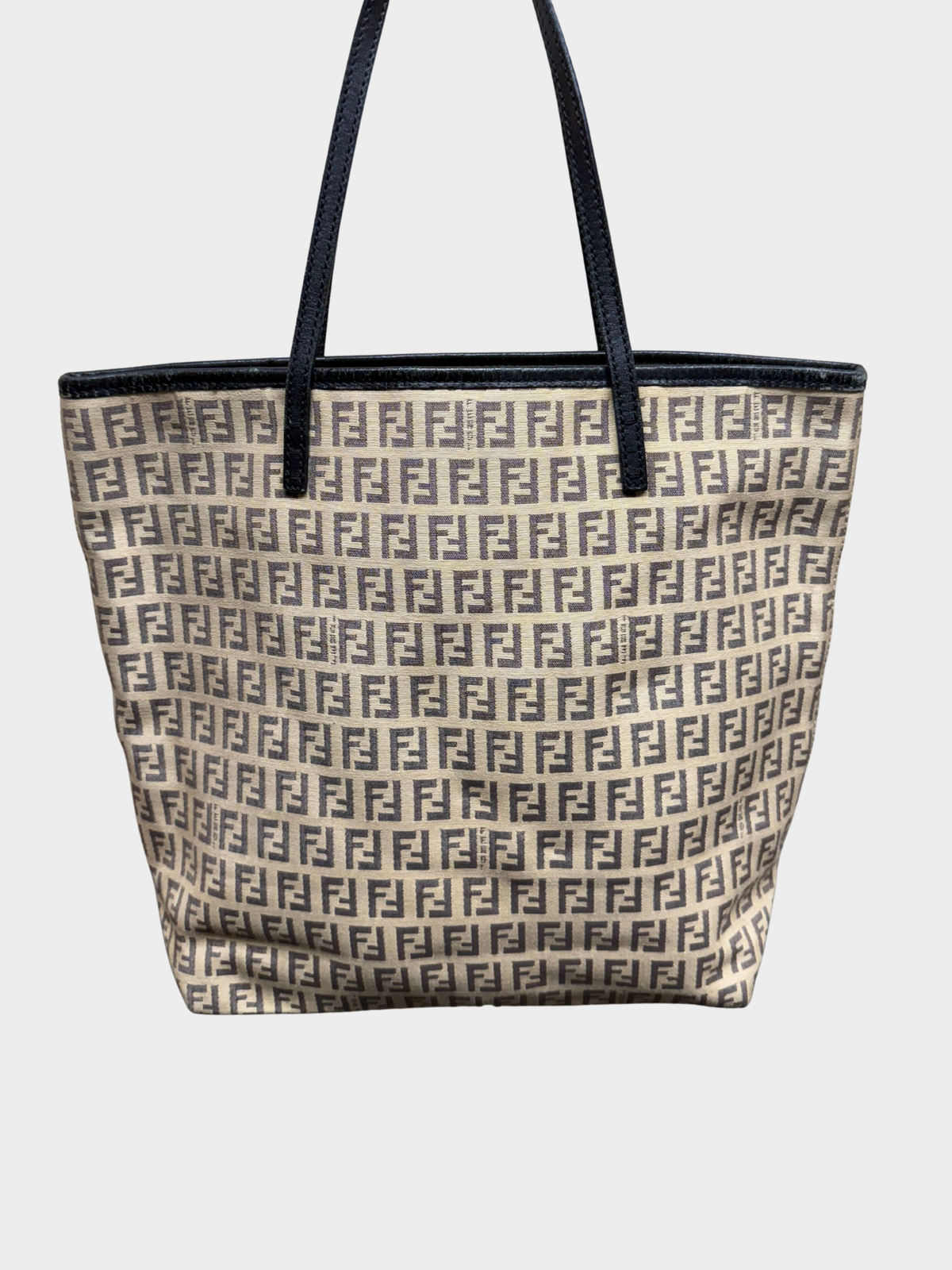 Fendi 2000s Beige Brown Zucchino Canvas Roll Tote Bag