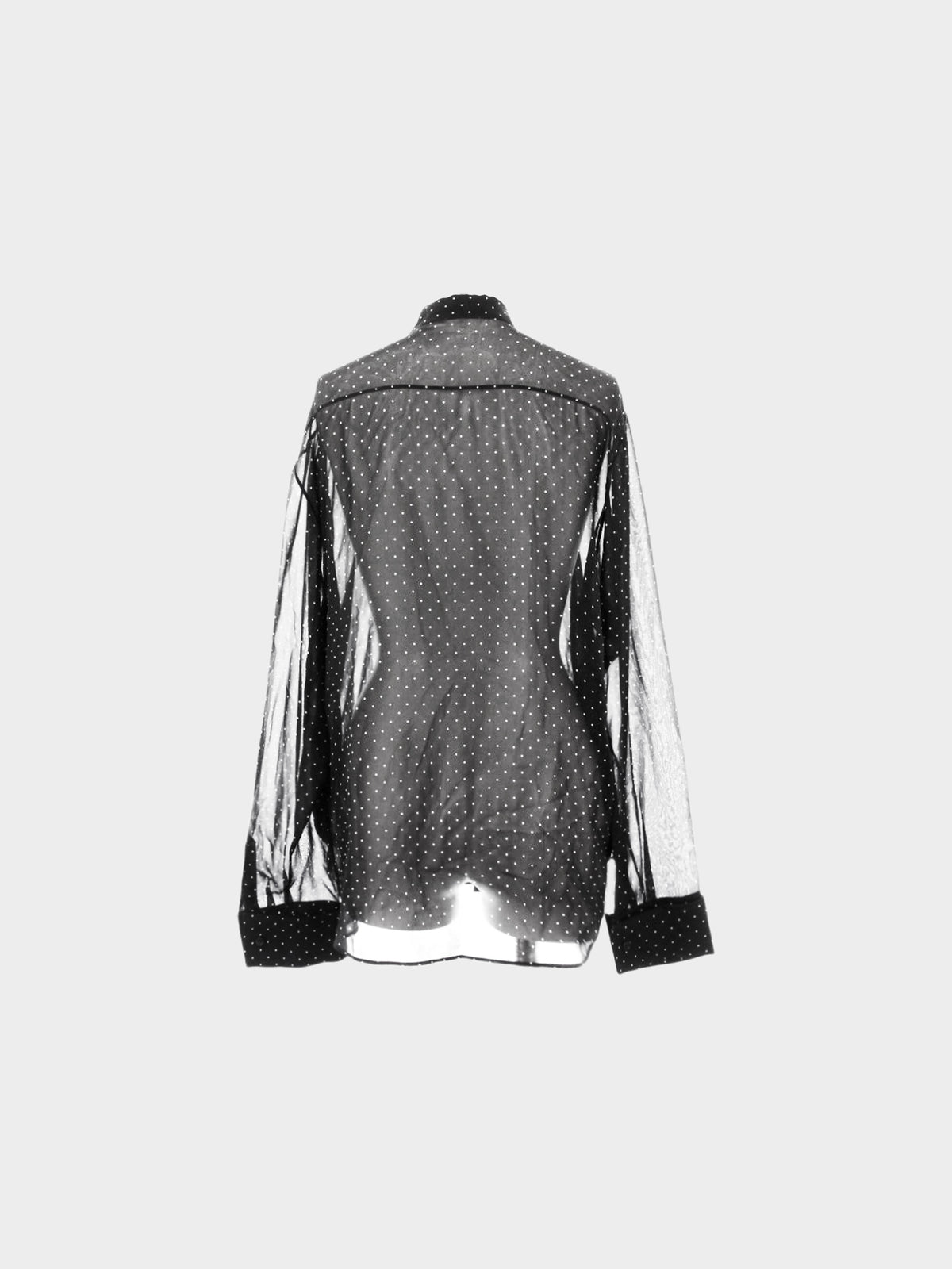 Christian Dior 2020s Black Polka Dotted Ascot Blouse with Ribbon