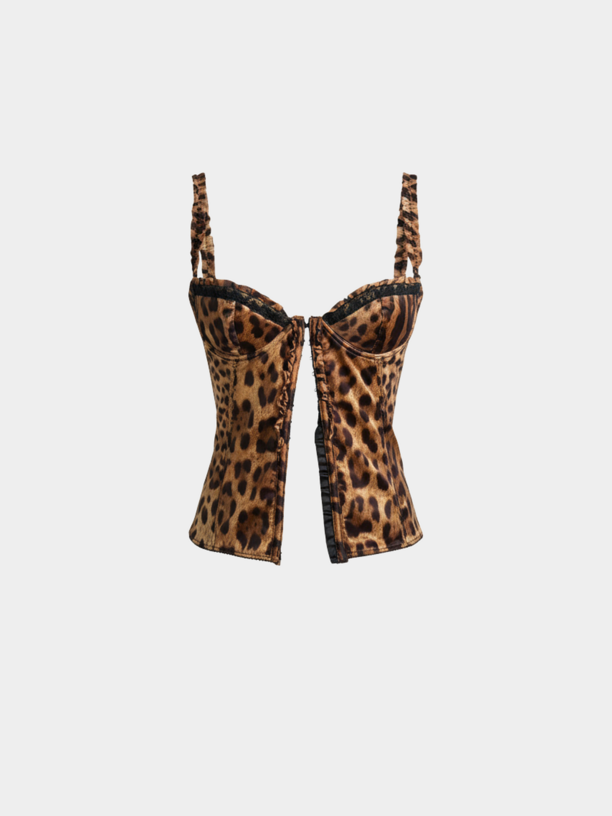 Dolce & Gabbana 2000s Leopard Print Silk Corset Top