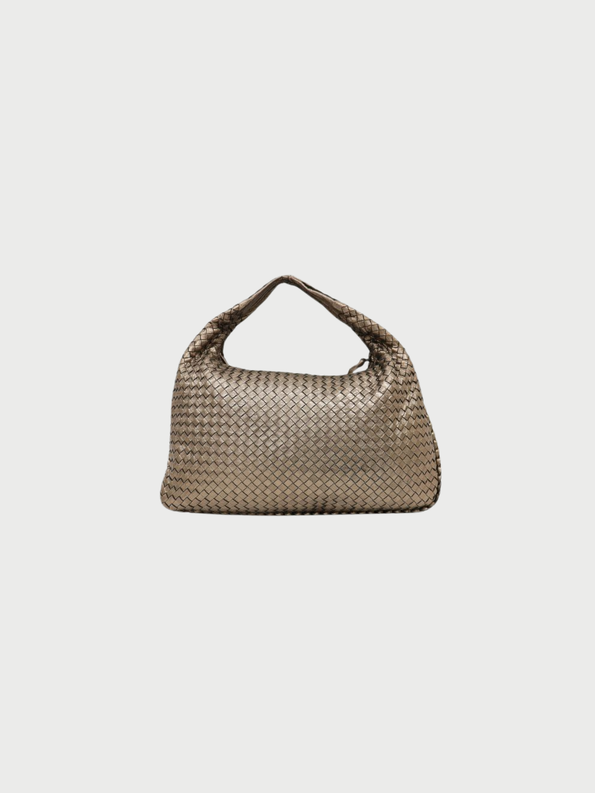 Bottega Veneta 2000s Gold Leather Intrecciato One-Shoulder Bag