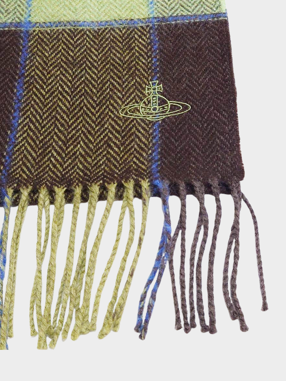 Vivienne Westwood 2000s Brown and Green Check Pattern Scarf