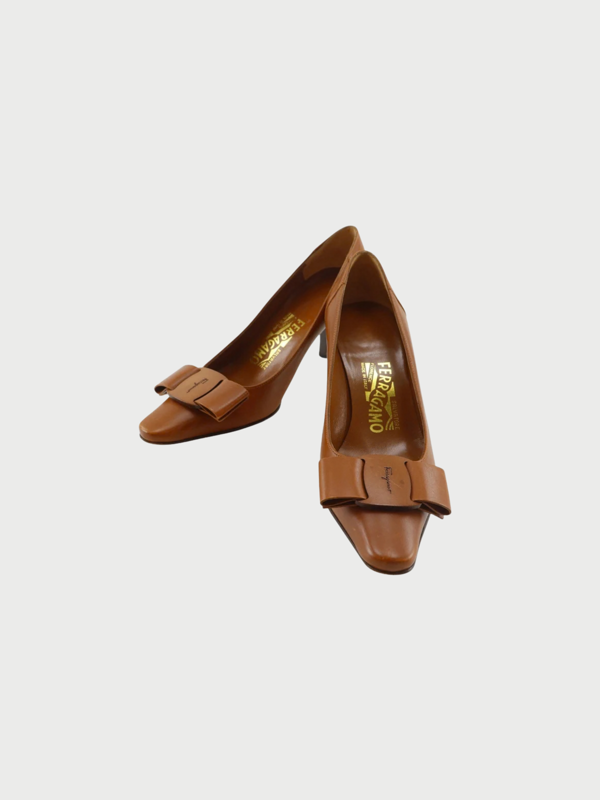 Salvatore Ferragamo 1990s Brown Leather Vara Ribbon Pumps