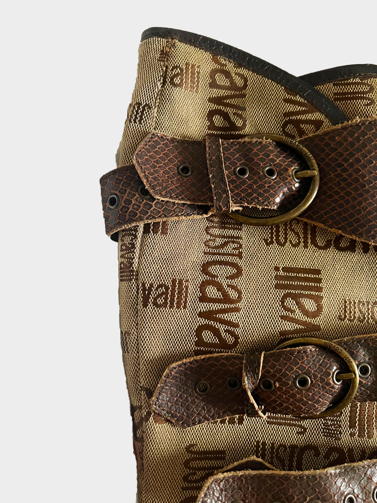 Roberto Cavalli 1990s Just Cavalli Belted Brown Boots