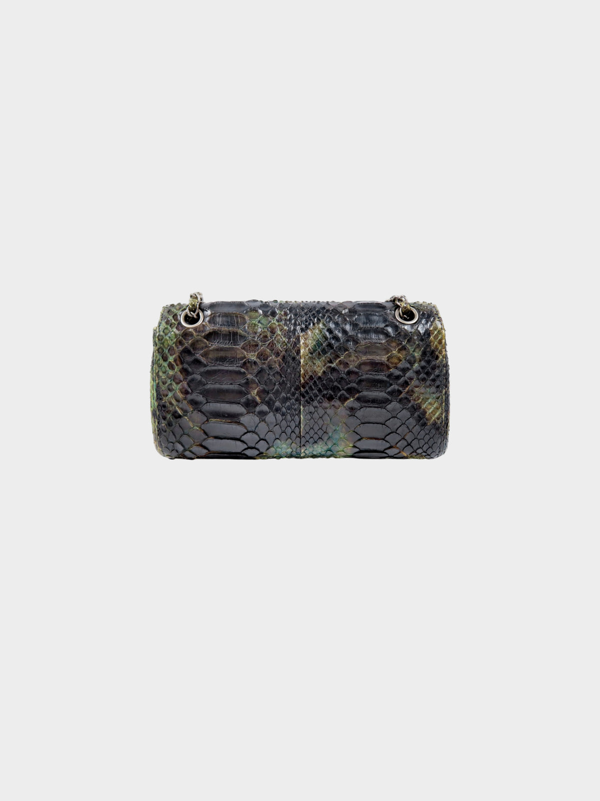 Chanel 2005-2006 Khaki Python Leather Medium Classic Single Flap Bag