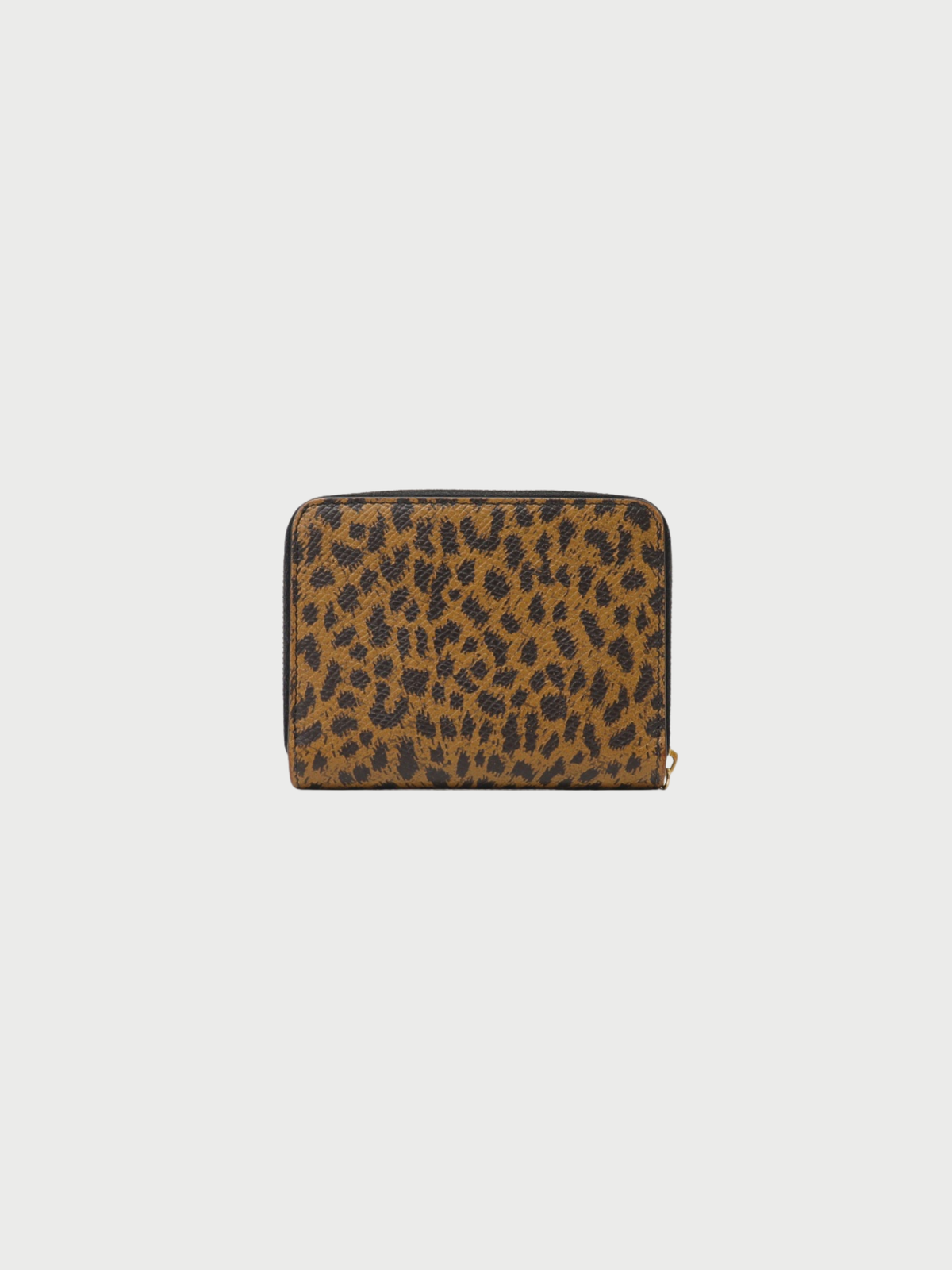 Celine 2000s Brown Black Leopard Print Leather Zip Coin Case