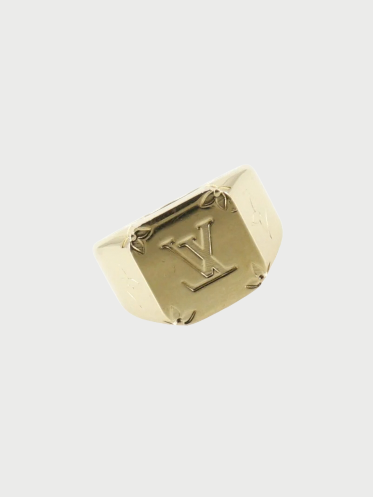 Louis Vuitton 2021 Gold Plated Metal Monogram Signet Ring