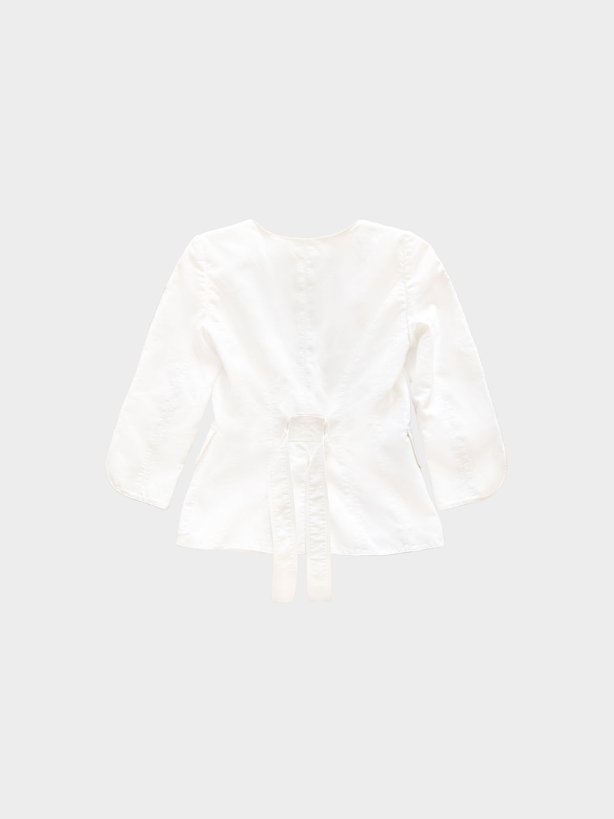 Armani Collezioni 1990s White Cotton Button-down Belted Jacket