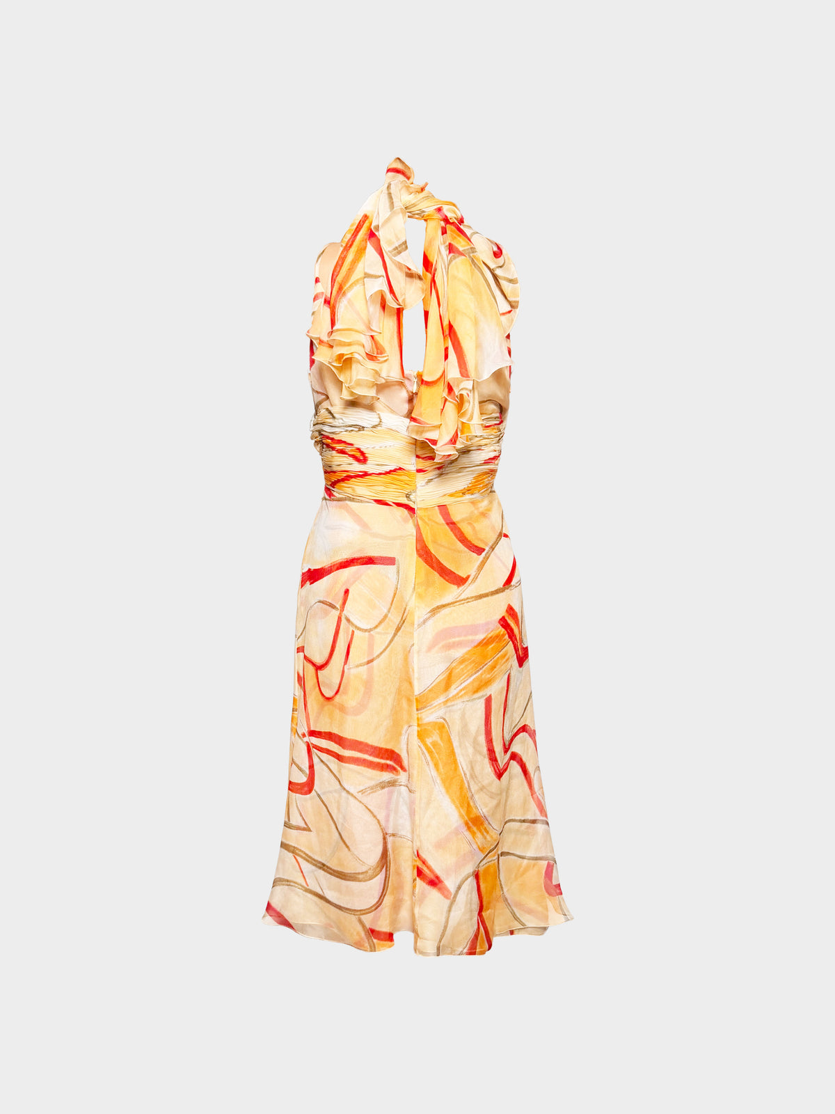 Valentino 2000s Swirl Print Sheer Halter Dress