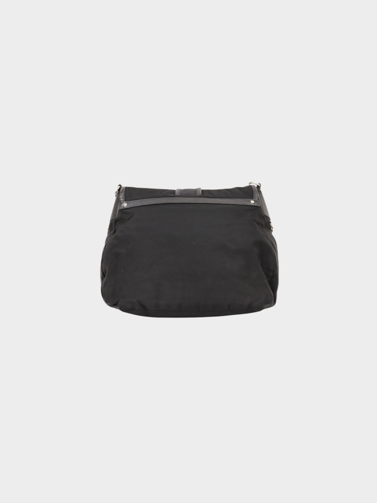 Prada 2000s Black Nylon Leather Triangle Logo Shoulder Bag