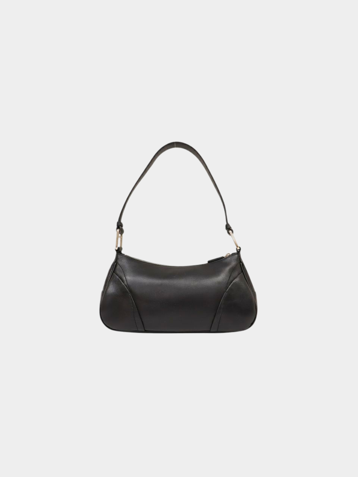 Prada 2000s Black Leather Logo Embossed One-Shoulder Bag