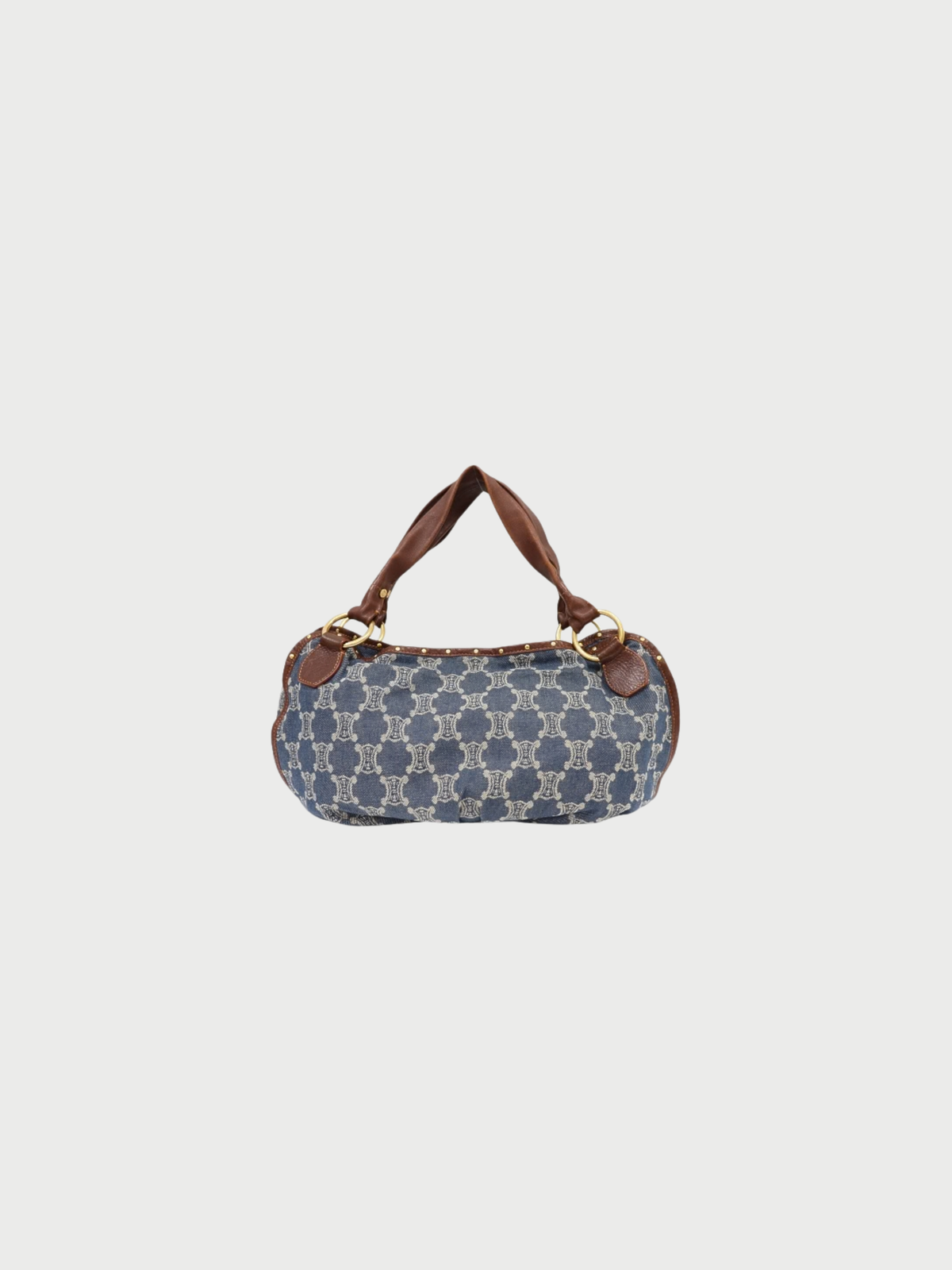 Celine 2000s Blue Brown Denim Leather Macadam Paris Handbag