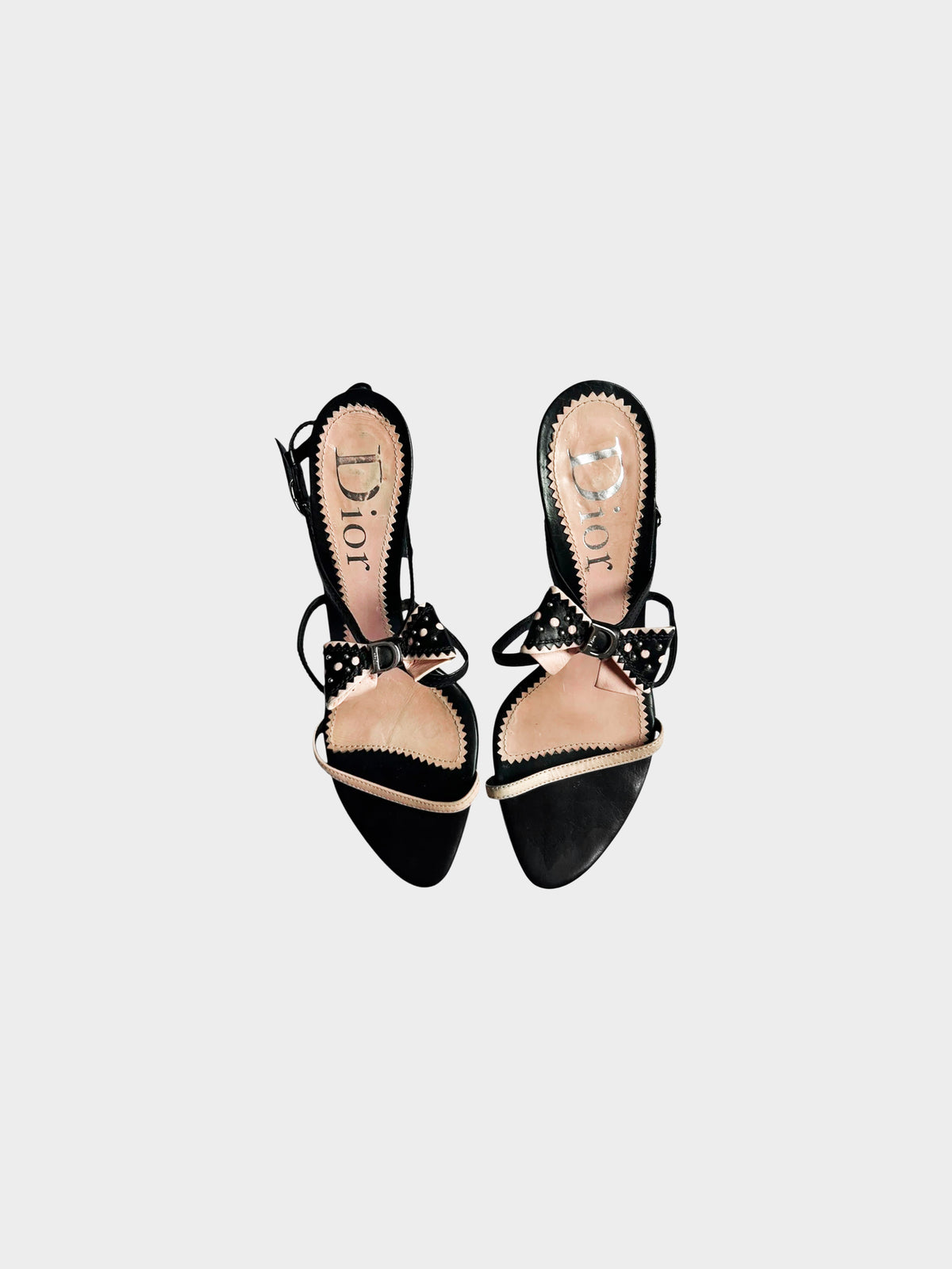 Christian Dior 2000s Black and Pink Leather Bow Heels