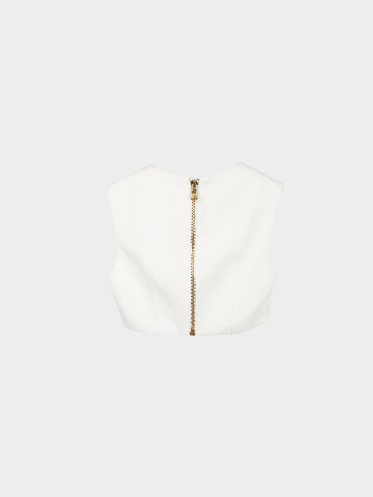 Balmain 2010s White Crepe Square-Neck Cropped Bustier