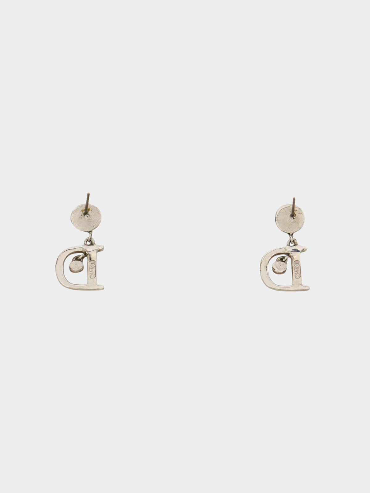 Christian Dior 2000s Silver Plated Metal Logo Earrings