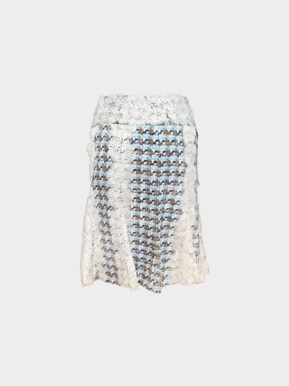 Dolce and Gabbana 2000s Tweed and Lace Long Skirt